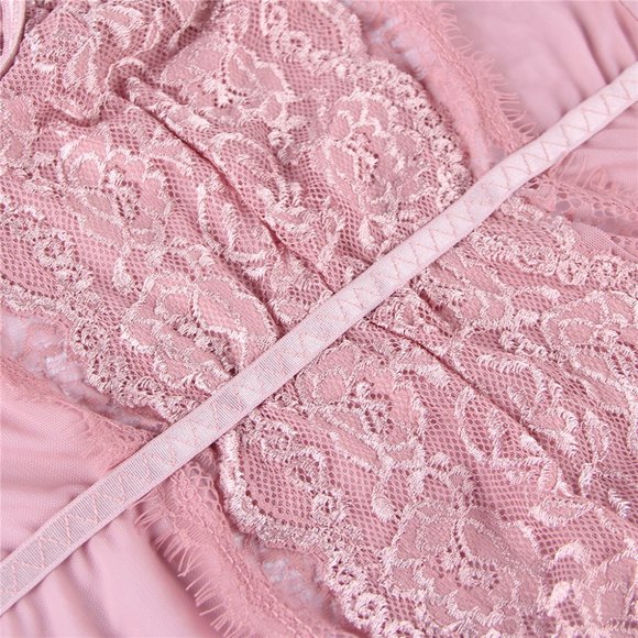 Lace Bodysuit with Openable Crotch without Underwire - Picture 3 of 9